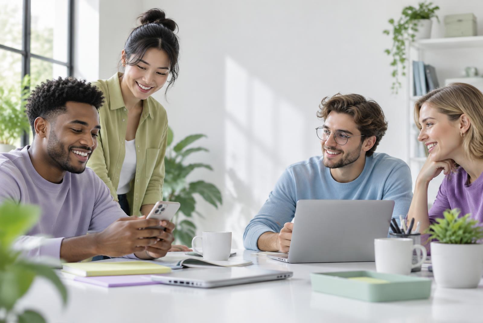 Colleagues keeping work moving through a shared conversation